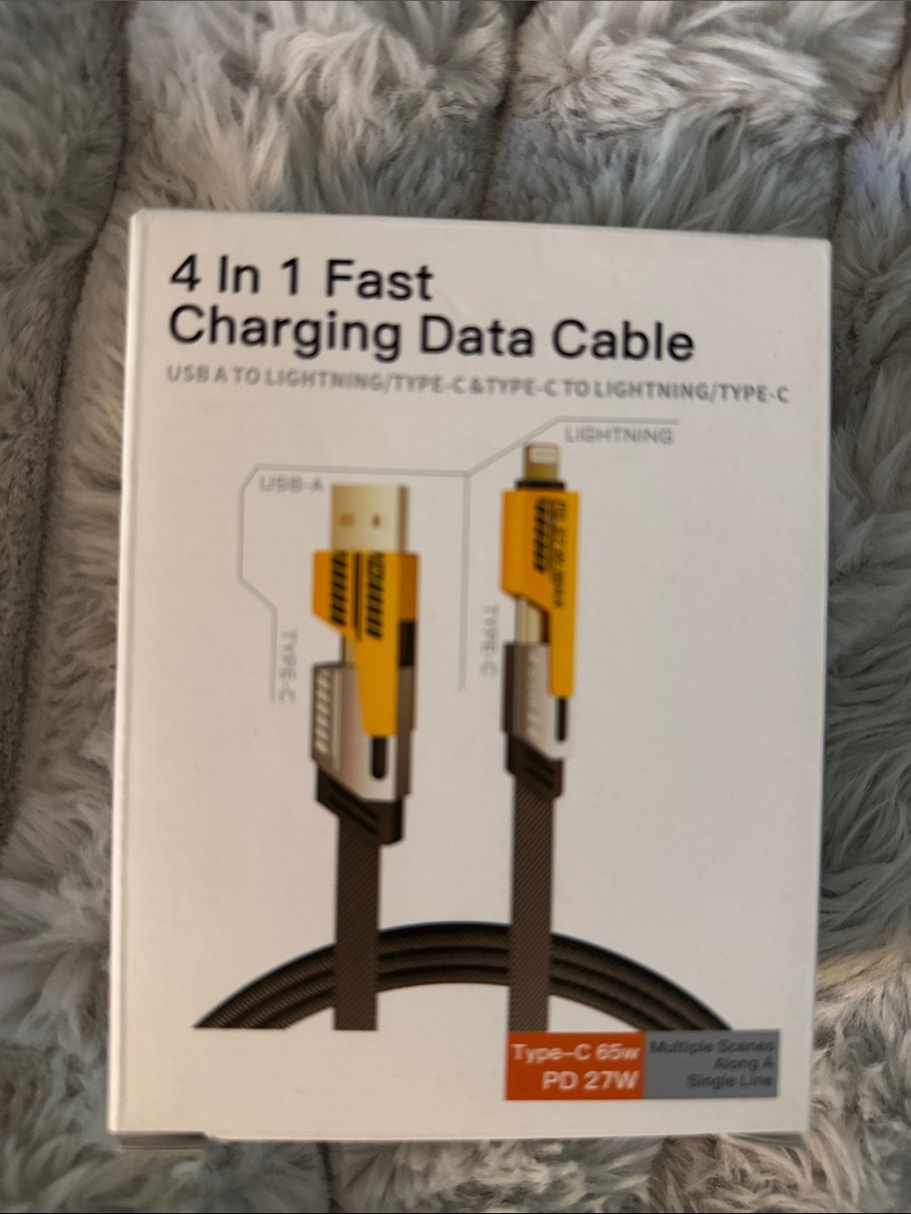 4-in-1 Fast Charging Data Cable - Yellow & Black